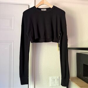 Eterne Black Long Sleeve Crop Top